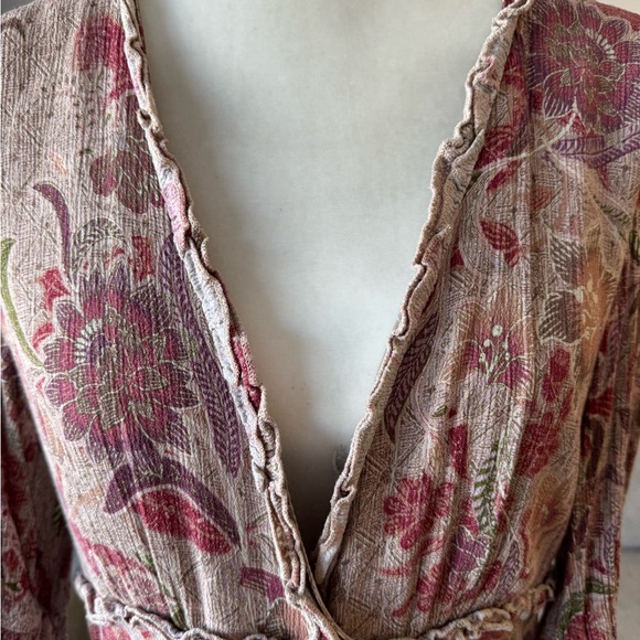 BTFL - Life Ruffled Maxi Dress Size Large Muted Neutrals and Pink Back zipper - Picture 6 of 11